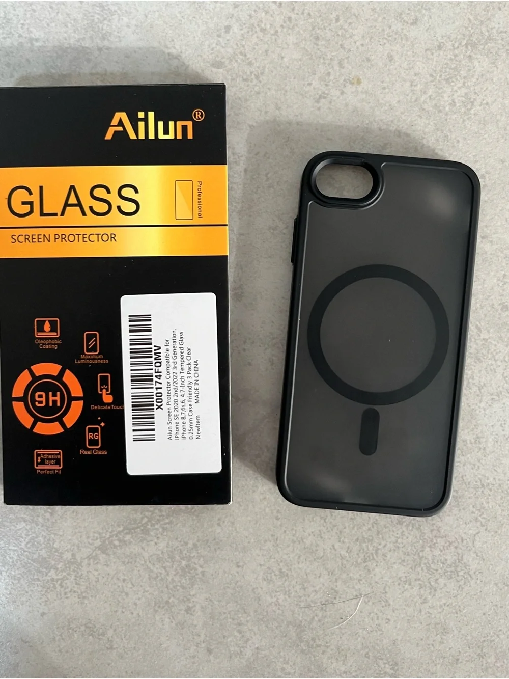 iPhone SE Black MagSafe-Style Phone Case with Tempered Glass Screen Protector
